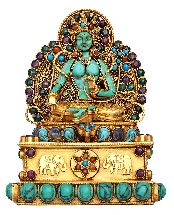 Handcrafted Murti of Goddess Green Tara (Tibetan Buddhist Deity) - Made in Nepal