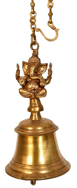 16" Large Size Ganesha Temple Hanging Bell in Brass | Handmade | Made in India