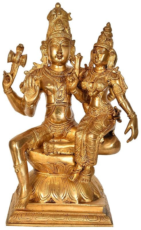 15" Shiva Parvati In Brass | Handmade | Made In India