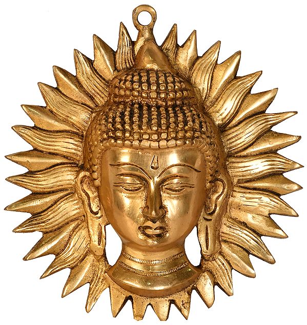 7" Lord Buddha Wall Hanging Mask (Tibetan Buddhist) In Brass | Handmade | Made In India