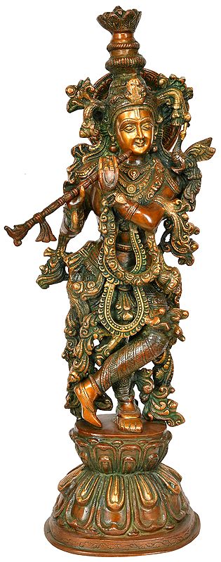 24" Murlidhar Krishna In Brass | Handmade | Made In India