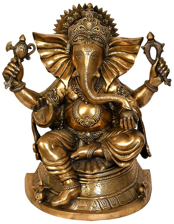 20" Lord Ganesha with Winnow Like Ears In Brass | Handmade | Made In India