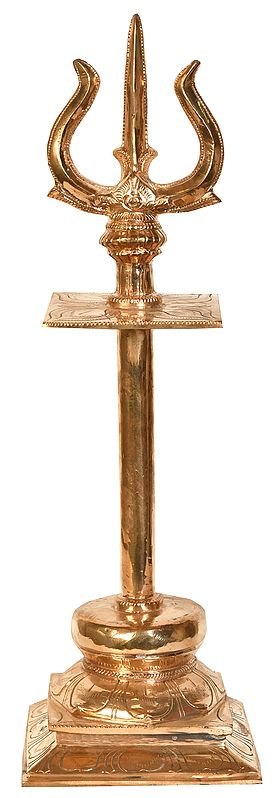 Large Size Bronze Trident on Stand