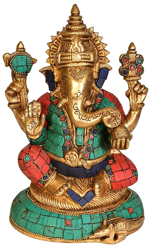 8" Ashirwad Ganesha In Brass | Handmade | Made In India