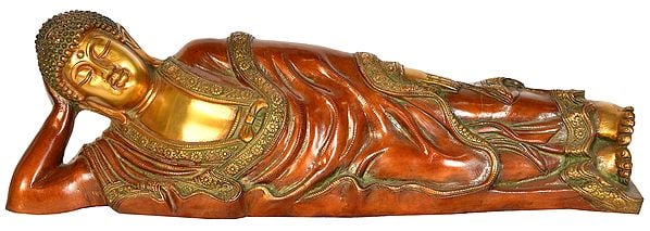 20" Parinirvana Buddha (Tibetan Buddhist) In Brass | Handmade | Made In India