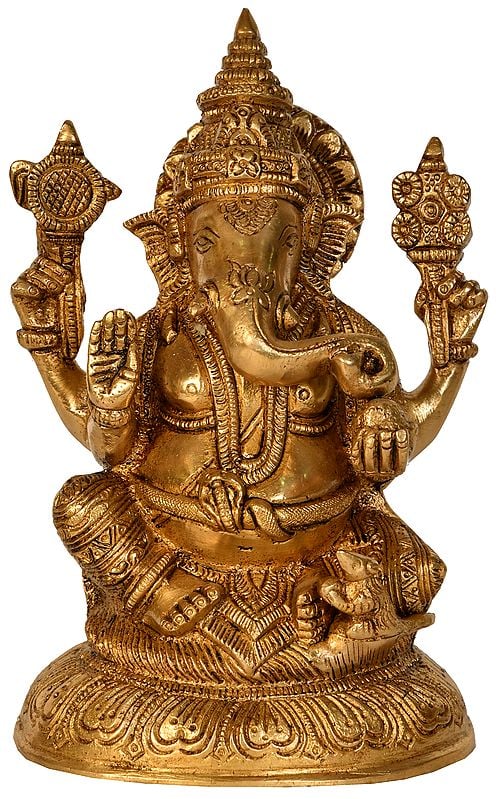 7" Lord Ganesha in Brass | Handmade | Made In India