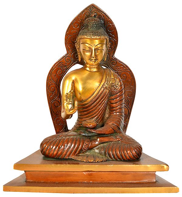 7" Tibetan Buddhist Deity Buddha in Vitark Mudra In Brass | Handmade | Made In India