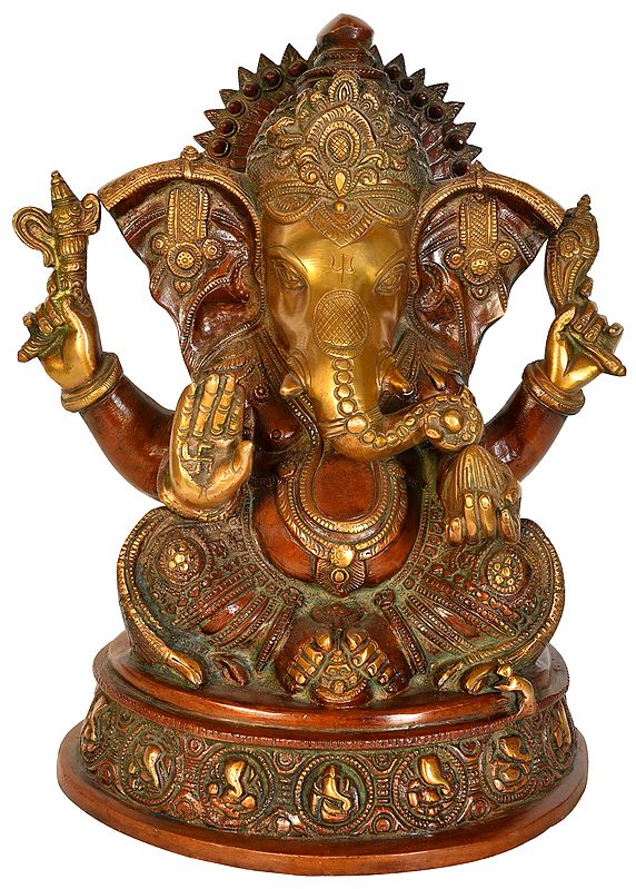 11" Ashirwad Ganesha In Brass | Handmade | Made In India