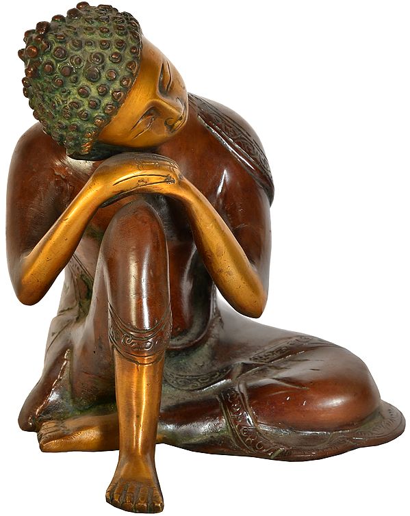 6" Thinking Buddha (Tibetan Buddhist) In Brass | Handmade | Made In India