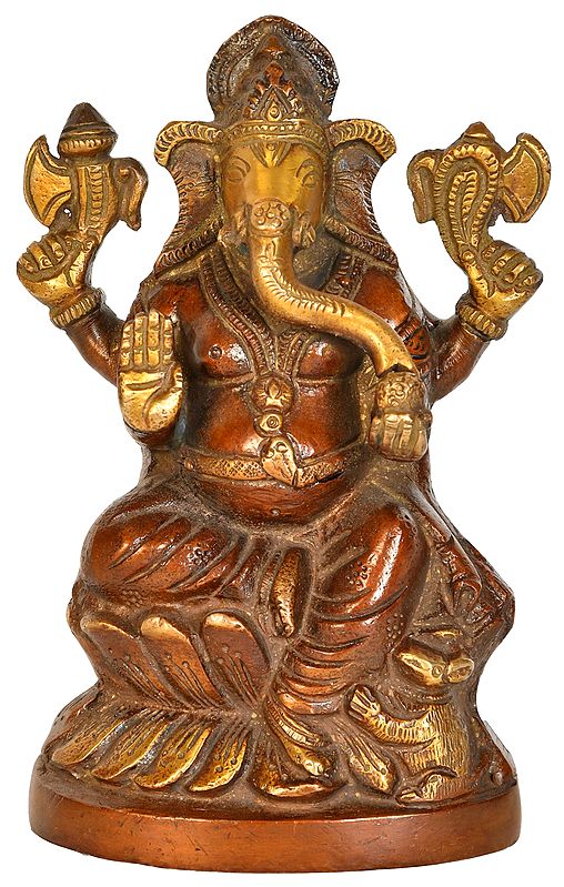 6" Bhagawan Ganesha Brass Sculpture | Handmade | Made in India
