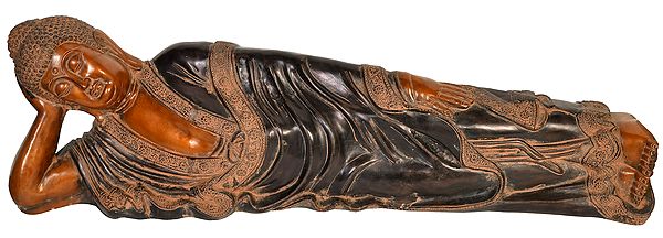 37" Large Size Parinirvana Buddha In Brass | Handmade | Made In India