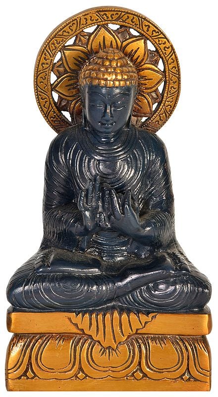 7" Tibetan Buddhist Deity Buddha in Dharmachakra Mudra In Brass | Handmade | Made In India