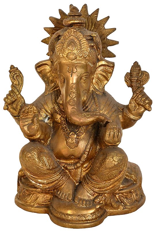 6" Lord Ganesha In Brass | Handmade | Made In India
