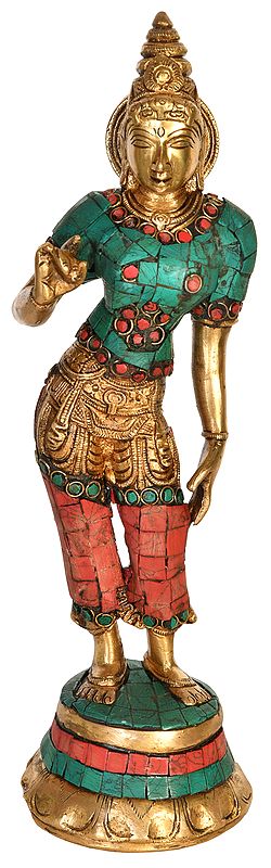 10" Goddess Parvati In Brass | Handmade | Made In India
