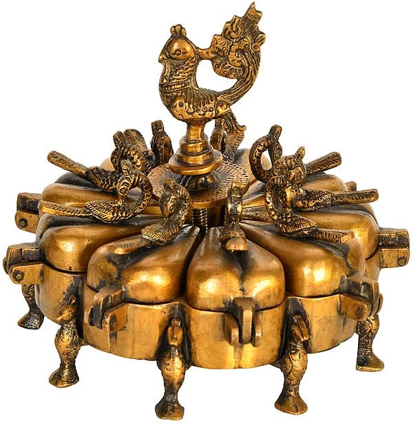 5" Ritual Peacock Box in Brass | Handmade | Made in India
