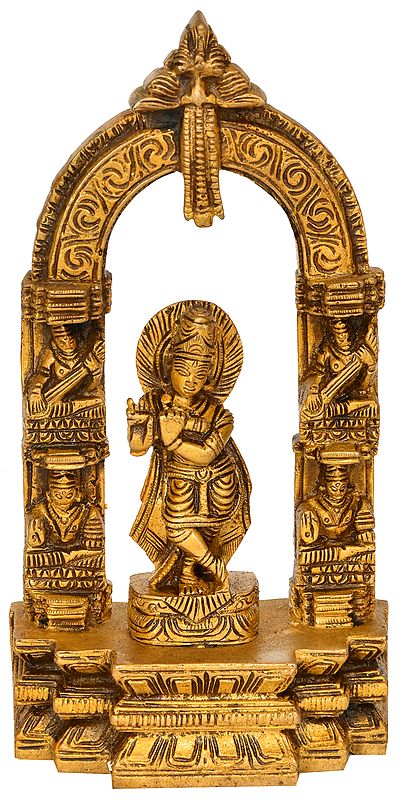 7" Temple Krishna In Brass | Handmade | Made In India
