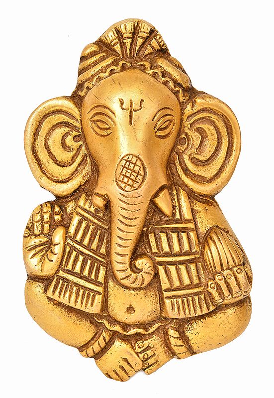 4" Lord Ganesha Wall Hanging (Flat Small Statue) In Brass | Handmade | Made In India