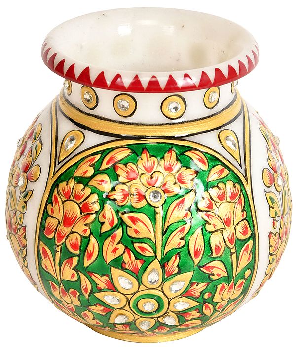 Decorated Marble Kalash (Pot)