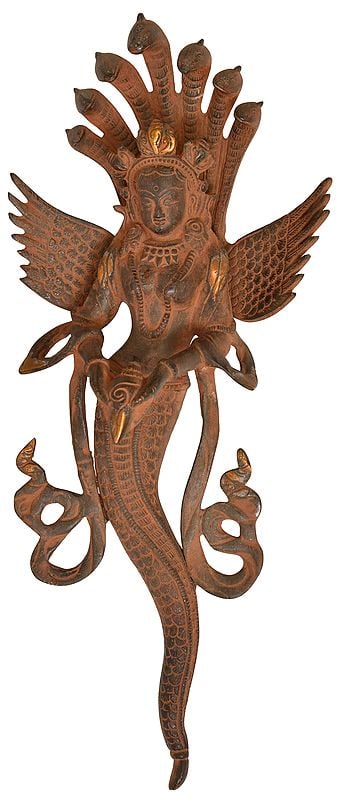 14" Naga Kanya (Snake Woman) Wall Hanging In Brass | Handmade | Made In India