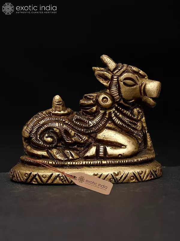 2" Nandi with Shivalinga In Brass | Handmade | Made In India