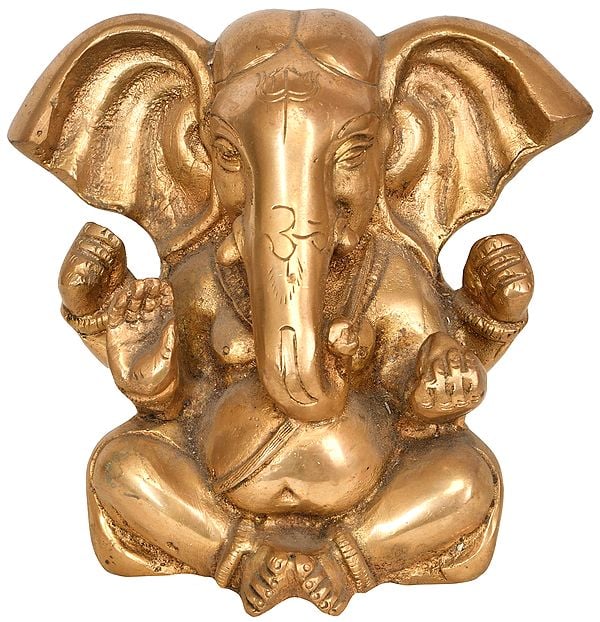 5" Ganesha with Large Ears In Brass | Handmade | Made In India