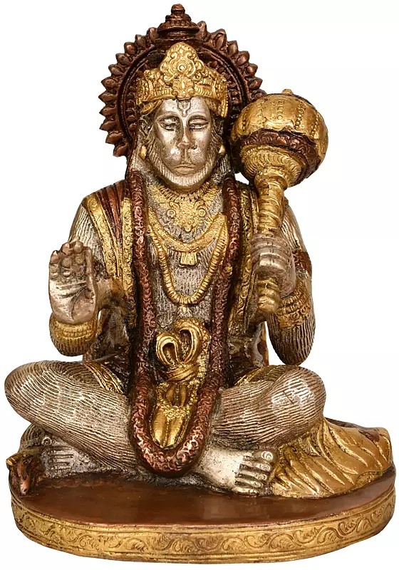 7" Lord Hanuman Granting Abhaya In Brass | Handmade | Made In India