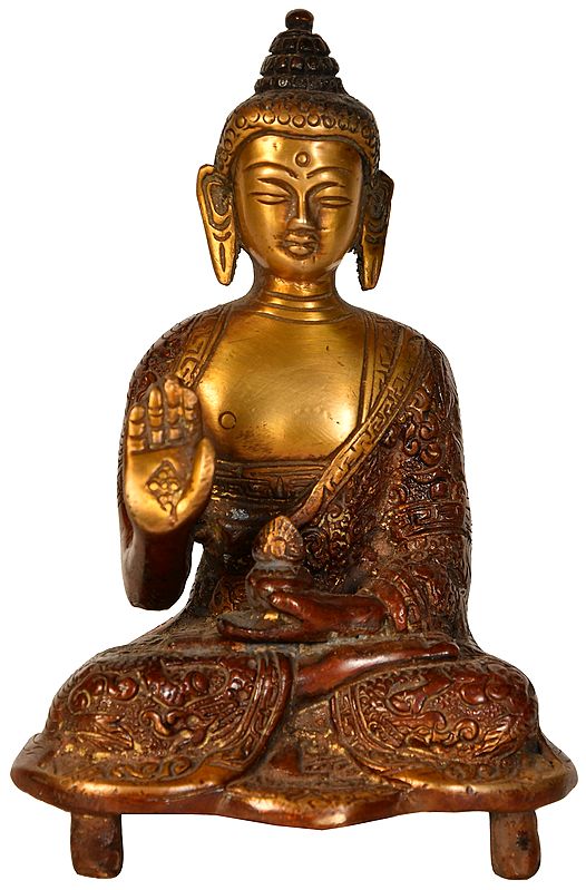 5" Buddha Granting Abhaya In Brass | Handmade | Made In India