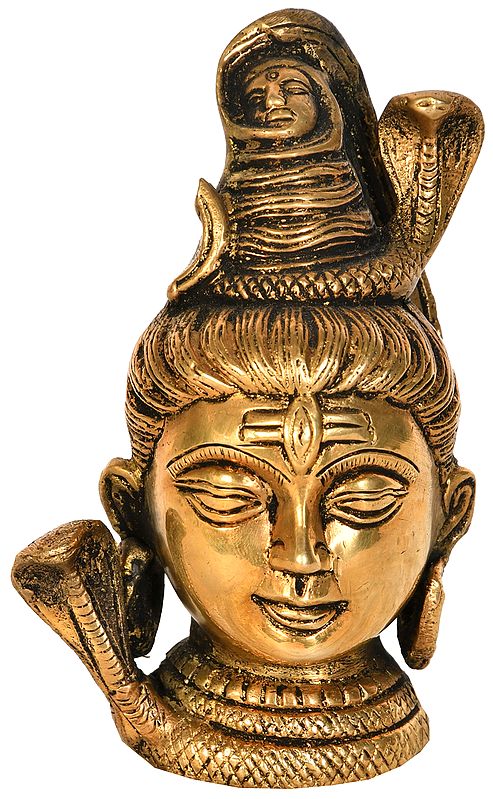 4" Lord Shiva Head In Brass | Handmade | Made In India