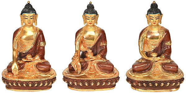Set of Three Buddhas in Different Mudras