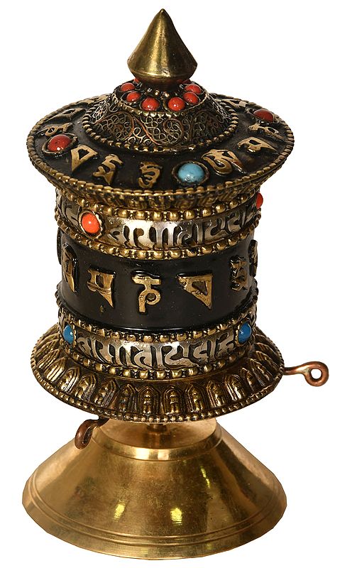Prayer Wheel with Two Layer of Tibetan Buddhist  Om Mani Padme Hum