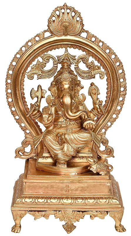 Lord Ganesha Seated on Chowki with Aureole