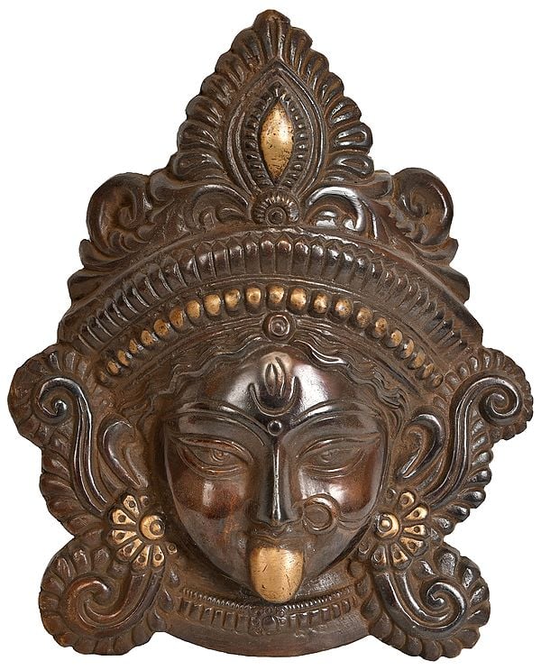 7" The Serenity Of Kali Wall-Hanging Mask In Brass | Handmade | Made In India