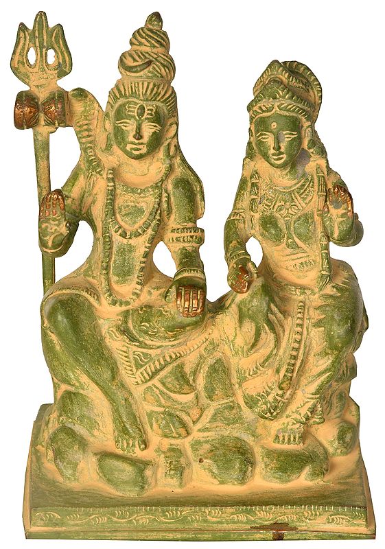 5" Small Lord Shiva Goddess Parvati Sculpture in Brass