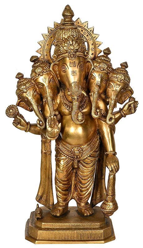 17" Five Headed Ganesha In Brass | Handmade | Made In India