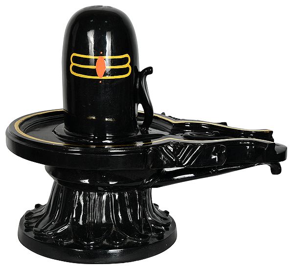 Shiva Linga Carved in Black Marble