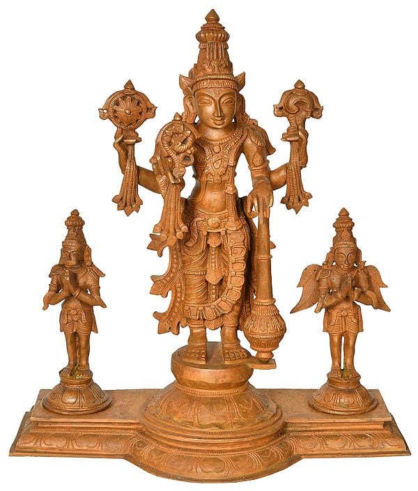 Lord Vishnu with Garuda and Hanuman