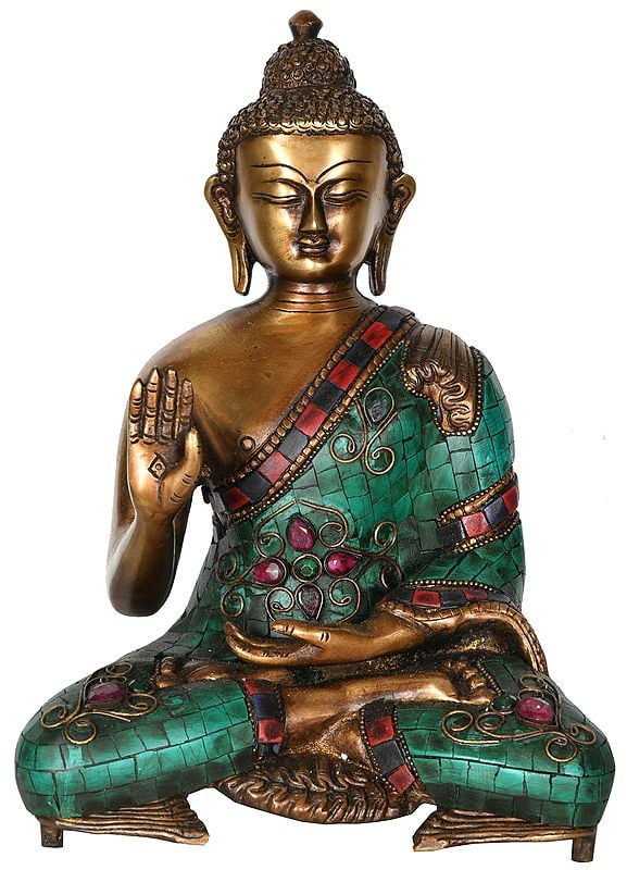 11" Lord Buddha Granting Abhaya (Tibetan Buddhist) In Brass | Handmade | Made In India
