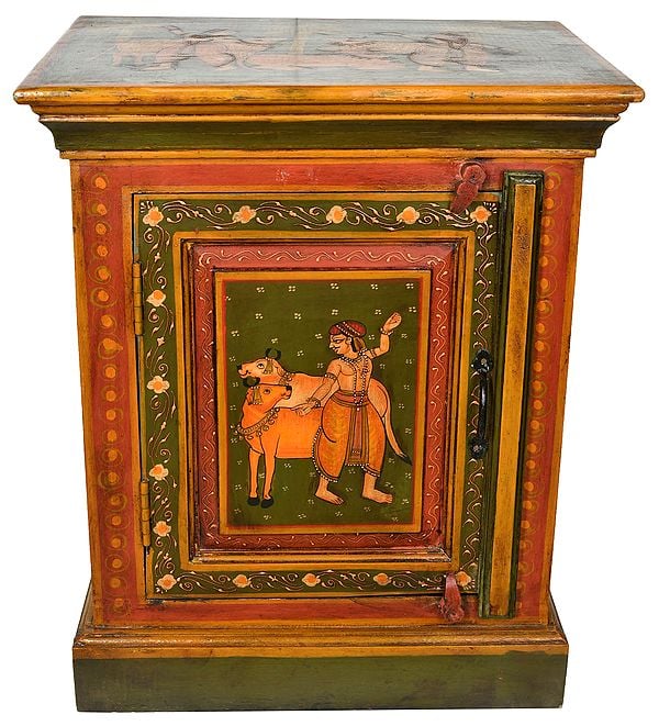 Decorated Chest with the Image of Cows and Cowherds
