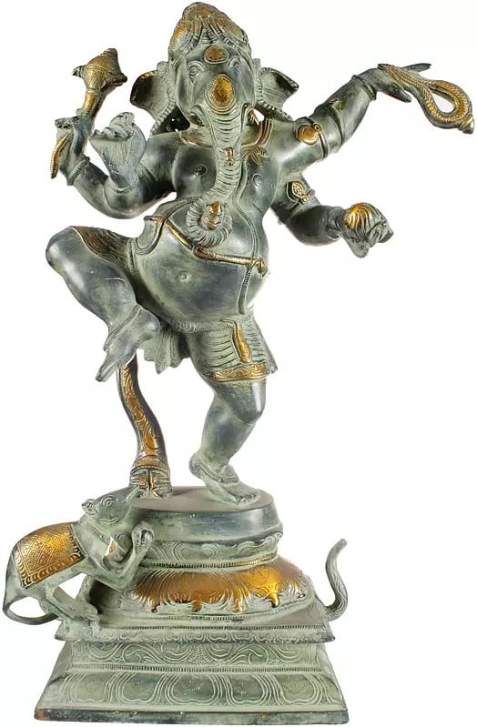 19" Dancing Ganesha In Brass | Handmade | Made In India