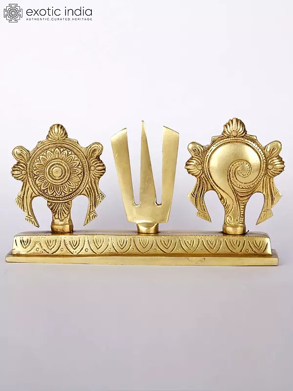9" Vaishnava Symbols In Brass | Handmade | Made In India