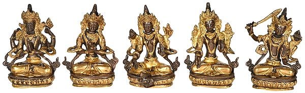 5" Set of Five Bodhisattvas Deities In Brass | Handmade | Made In India