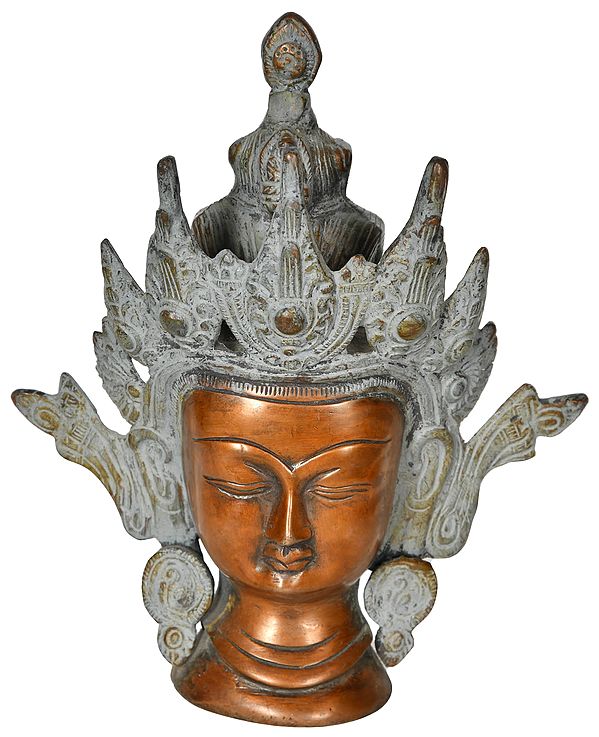 7" Crown Tara Head In Brass | Handmade | Made In India