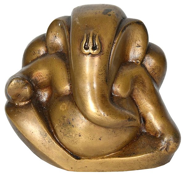 4" Stylized Ganesha In Brass | Handmade | Made In India