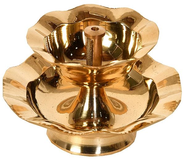 2" Wick Puja Lamp In Brass | Handmade | Made In India