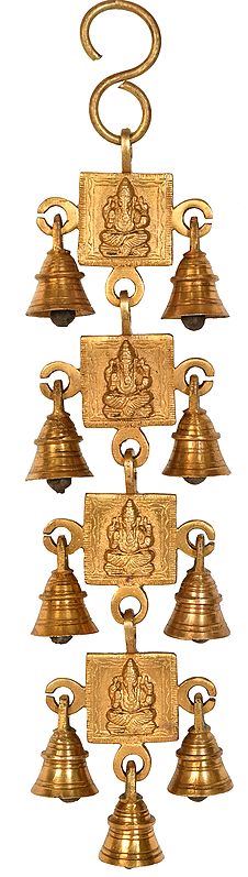 15" Ganesha Hanging Bells in Brass | Handmade | Made in India