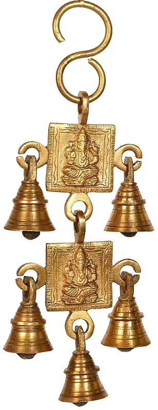 9" Ganesha Hanging Bells In Brass | Handmade | Made In India