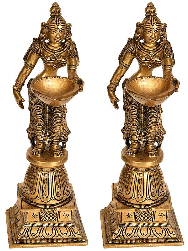 9" Deepalakshmi Pair in Brass | Handmade | Made in India