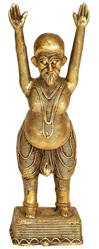 8" Tribal Yoga Man In Brass | Handmade | Made In India