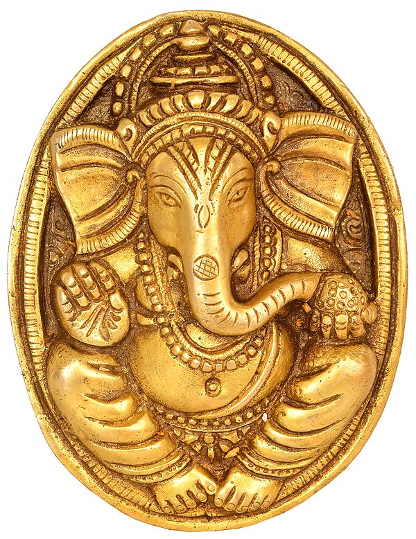 4" Lord Ganesha Wall Hanging Plate in Brass | Handmade | Made In India