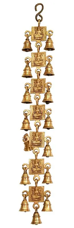 24" Goddess Lakshmi Wall Hanging Bells In Brass | Handmade | Made In India